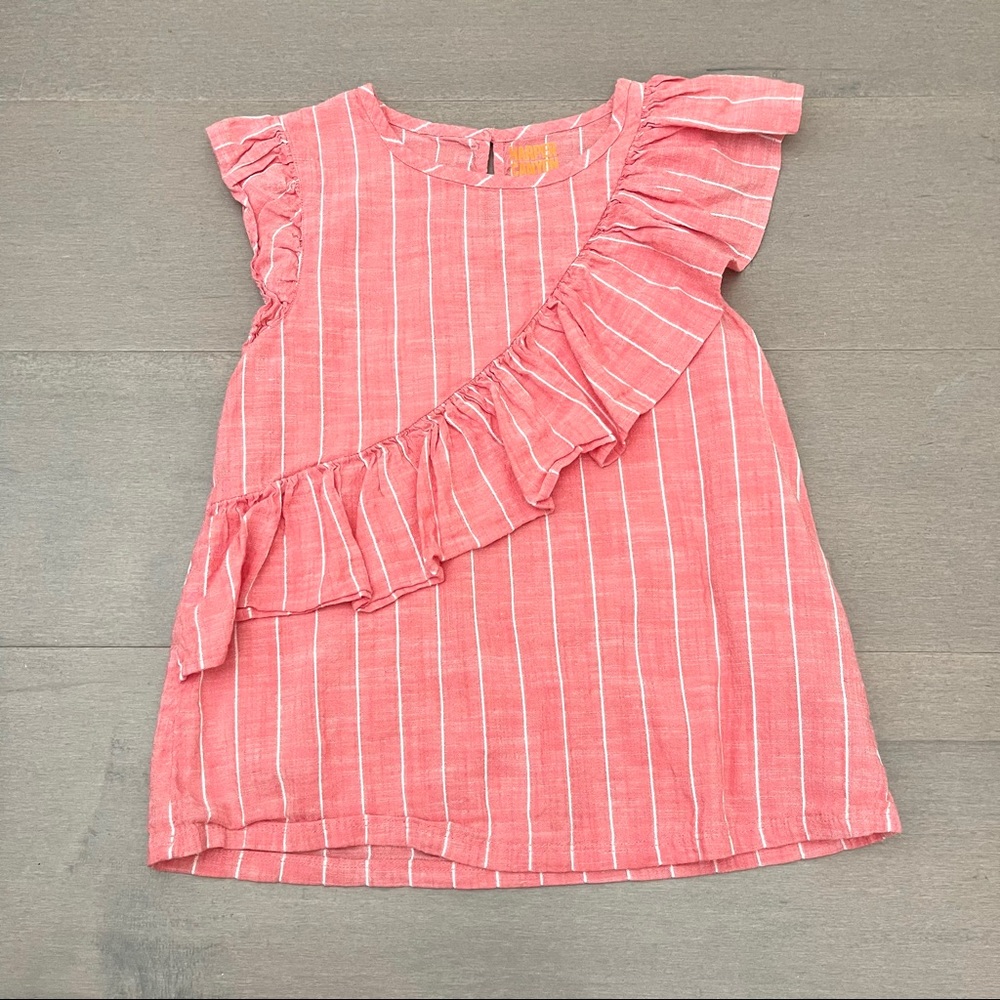 HARPER CANYON Pink Ruffle Tank Top with Vertical Stripes